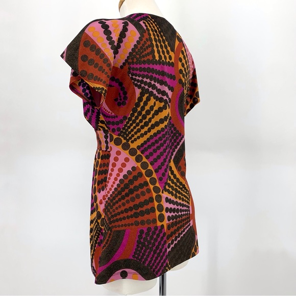 Copper Key Shimmery Kimono Style Plunging V-Neck Short Sleeve Top, Medium - Picture 5 of 16